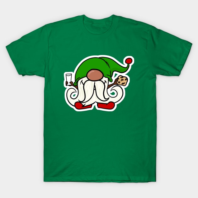 Christmas gnome with milk and cookies T-Shirt by taylustra